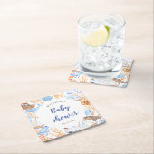 ビーチ航海のイラストレーションの赤ちゃん スクエアペーパーコースター (インサイチュ)