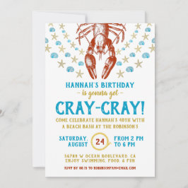 ビーチ航海のクライアフィッシュシェルアダルトバースデーパーティー 招待状