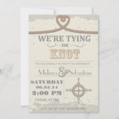 ビーチ航海のサンドハートノットウェディング招待 招待状 (正面)