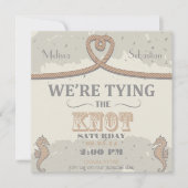 ビーチ航海のサンドハートノットウェディング招待 招待状 (正面)