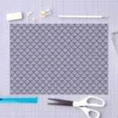 ビーチ航海のシェルパターンNavy BlueとWhite 薄葉紙 (クラフト)