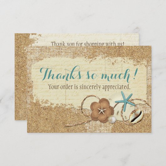 ビーチ航海のシーシェル&サンドブティックサンキューユア サンキューカード (正面/裏面)