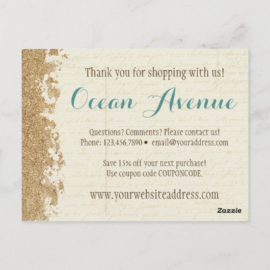 ビーチ航海のシーシェル&サンドブティックサンキューユア ポストカード (裏面)