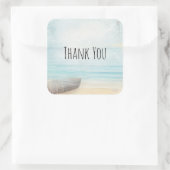 ビーチ航海のシーンとローボート&魚釣りネット スクエアシール (バッグ)