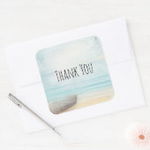 ビーチ航海のシーンとローボート&魚釣りネット スクエアシール (封筒)