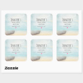 ビーチ航海のシーンとローボート&魚釣りネット スクエアシール (シート)