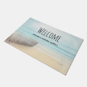 ビーチ航海のシーンとローボート&魚釣りネット ドアマット (アングル)