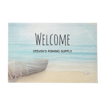 ビーチ航海のシーンとローボート&魚釣りネット