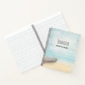 ビーチ航海のシーンとローボート&魚釣りネット ノートブック (内部)