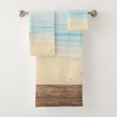 ビーチ航海のシーンとローボート&魚釣りネット バスタオルセット (インサイチュ)