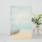 ビーチ航海のシーンとローボート&魚釣りネット 便箋 (スタンド正面)