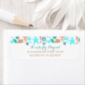 ビーチ航海のターコイズティール（緑がかった色）とホワ結婚イト ラベル (インサイチュ)