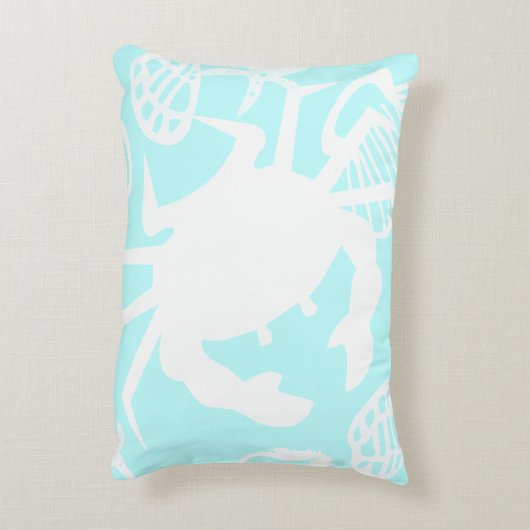 ビーチ航海のテーマカニ及び貝殻枕 アクセントクッション (裏面(縦))