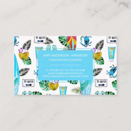 ビーチ航海のトロピカルビジネスカード 名刺 (裏面)