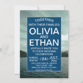 ビーチ航海のネイビーブルー結婚式招待状 招待状 (正面)