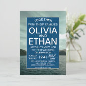 ビーチ航海のネイビーブルー結婚式招待状 招待状 (スタンド正面)