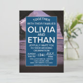 ビーチ航海のネイビーブルー結婚式招待状 招待状 (スタンド正面)