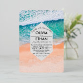 ビーチ航海のネイビー結婚ルズフォイル招待状 箔招待状 (立ち正面)