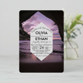 ビーチ航海のネイビー結婚ルズフォイル招待状 箔招待状 (立ち正面)