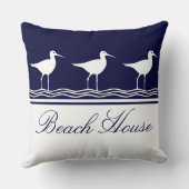 ビーチ航海のハウスネイビーブルーサンピパーズ クッション (裏面)
