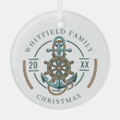 ビーチ航海のハウスファミリークリスマスホリデーズ ガラスオーナメント (正面)