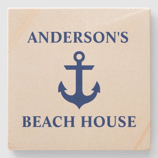 ビーチ航海のハウスファミリーネームいかりサンドストン ストーンコースター (正面)