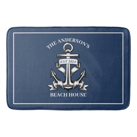 ビーチ航海のハウスファミリーネームエストシップいかり バスマット (正面)