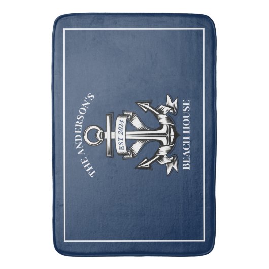 ビーチ航海のハウスファミリーネームエストシップいかり バスマット (正面縦)