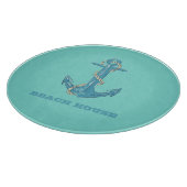 ビーチ航海のハウス、いかり、ロープ、ミントグリーン カッティングボード (角)