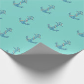 ビーチ航海のハウス、いかり、ロープ、ミントグリーン ラッピングペーパー (角)