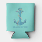 ビーチ航海のハウス、いかり、ロープ、ミントグリーン 缶クーラー (正面)