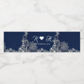 ビーチ航海のホワイトレースネイビー結婚ブルー ペットボトルラベル (シングルラベル)