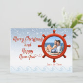 ビーチ航海のボーター写真クリスマスカード シーズンカード (スタンド正面)