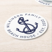 ビーチ航海のボートレイクハウスネーム年を追加 ラウンドペーパーコースター (アングル)