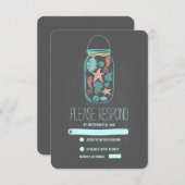 ビーチ航海のメイソンjar結婚式RSVPカード 出欠カード (正面/裏面)