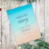 ビーチ航海の写結婚真 招待状