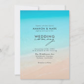 ビーチ航海の写結婚真 招待状 (正面)