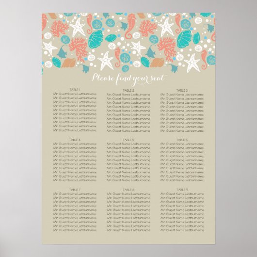 ビーチ航海の沿岸海結婚の座席図 ポスター (正面)