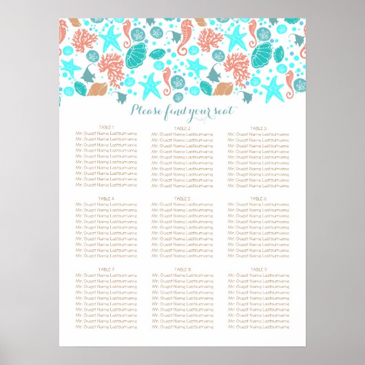 ビーチ航海の沿岸海結婚の座席図 ポスター (正面)