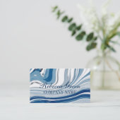 ビーチ航海の海水彩青大理石 名刺 (スタンド正面)