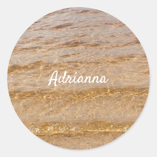 ビーチ航海の海水波名ギフト ラウンドシール (正面)