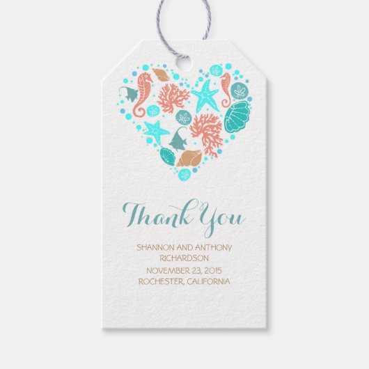 ビーチ航海の海財宝ハート結婚ズ ギフトタグ (正面)