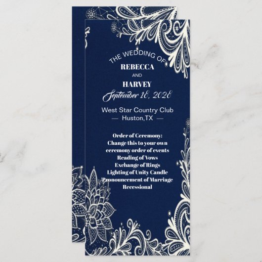 ビーチ航海の王室のブルーウェディングプログラム プログラム (正面/裏面)