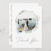 ビーチ航海の結婚テーマの写真サンキューカード サンキューカード (正面/裏面)