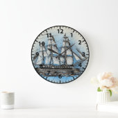 ビーチ船航海の帆船海軍 ラージ壁時計 (ホーム)