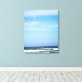 ビーチ色16x20上の空気のパラサーファー キャンバスプリント (インサイチュ (ウッドフロア))