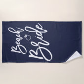 ビーチ花嫁タオルとリングや輪ネイビーブルー ビーチタオル (正面)