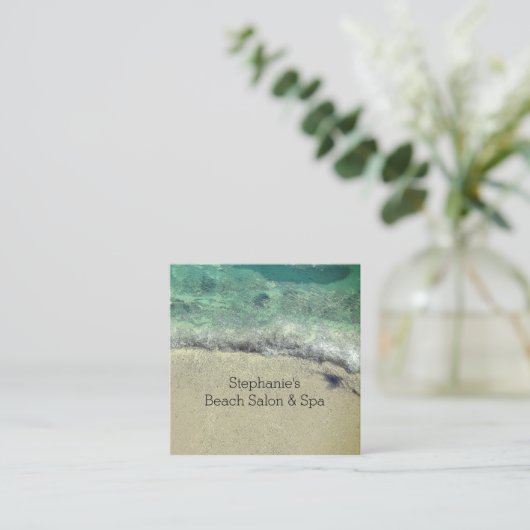 ビーチ芸術的抽象芸術波沿岸サロンスパ スクエア名刺 (スタンド正面)
