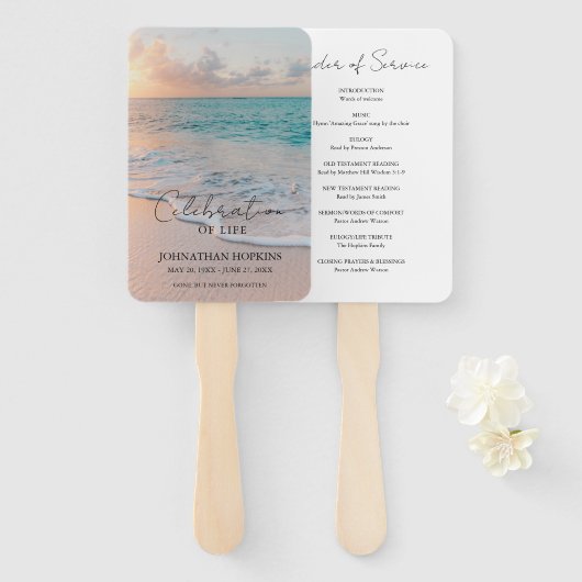 ビーチ葬儀お祝い ハンドファン (正面&裏面)