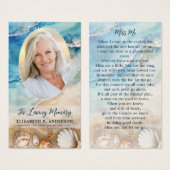 ビーチ葬儀オーバルフォトメモリアル祈りの言葉カード (正面&裏面)